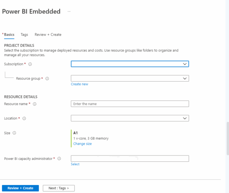 Schéma présenté sur la page du site lear.microsoft.com qui traite de la création de capacité Power BI Embedded.